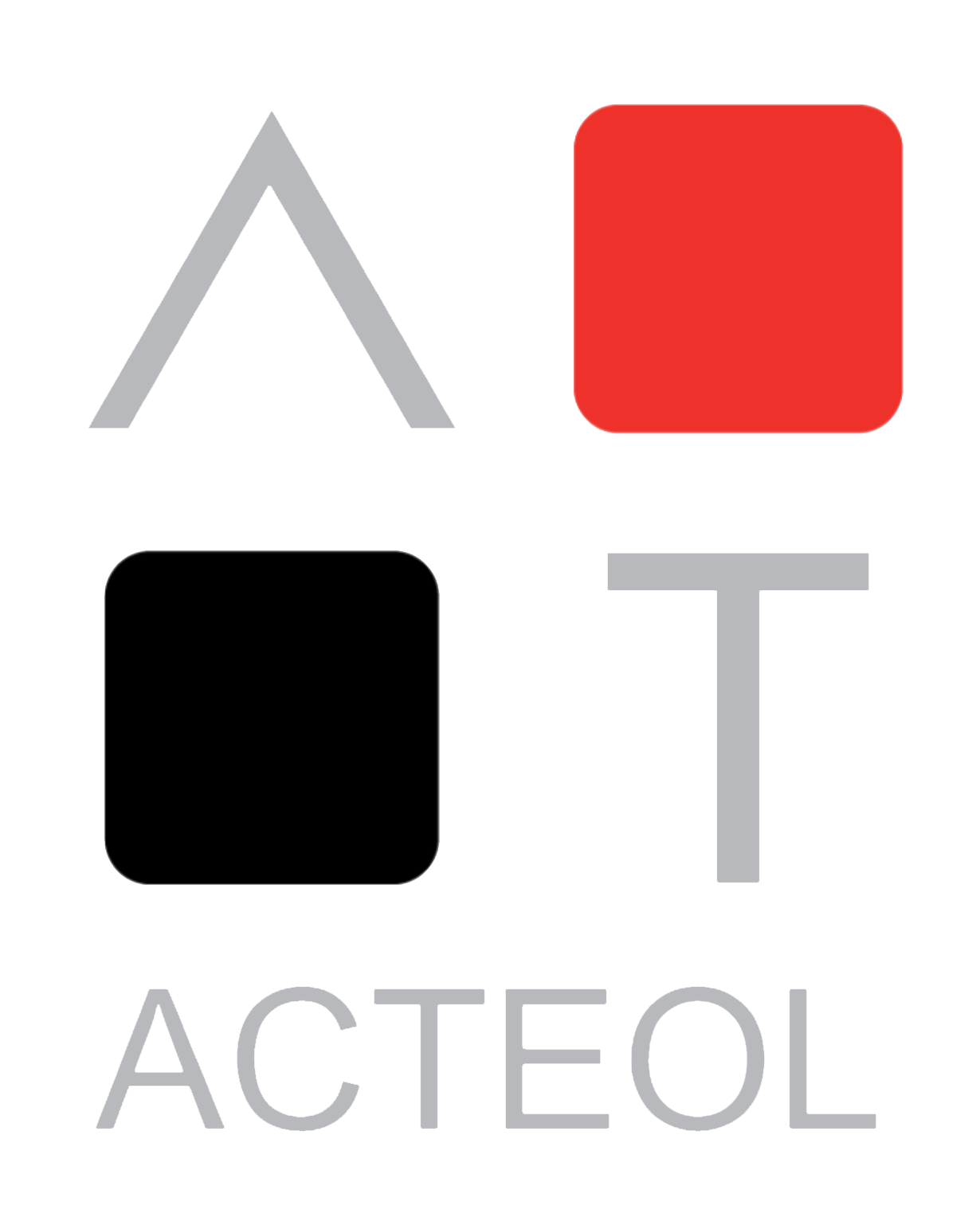 The image displays the words 'Art' and 'Act' with a square background behind the word 'Art' and a letter 'T' as part of the word 'Act'. The text 'ACTEOL' appears below in gray.