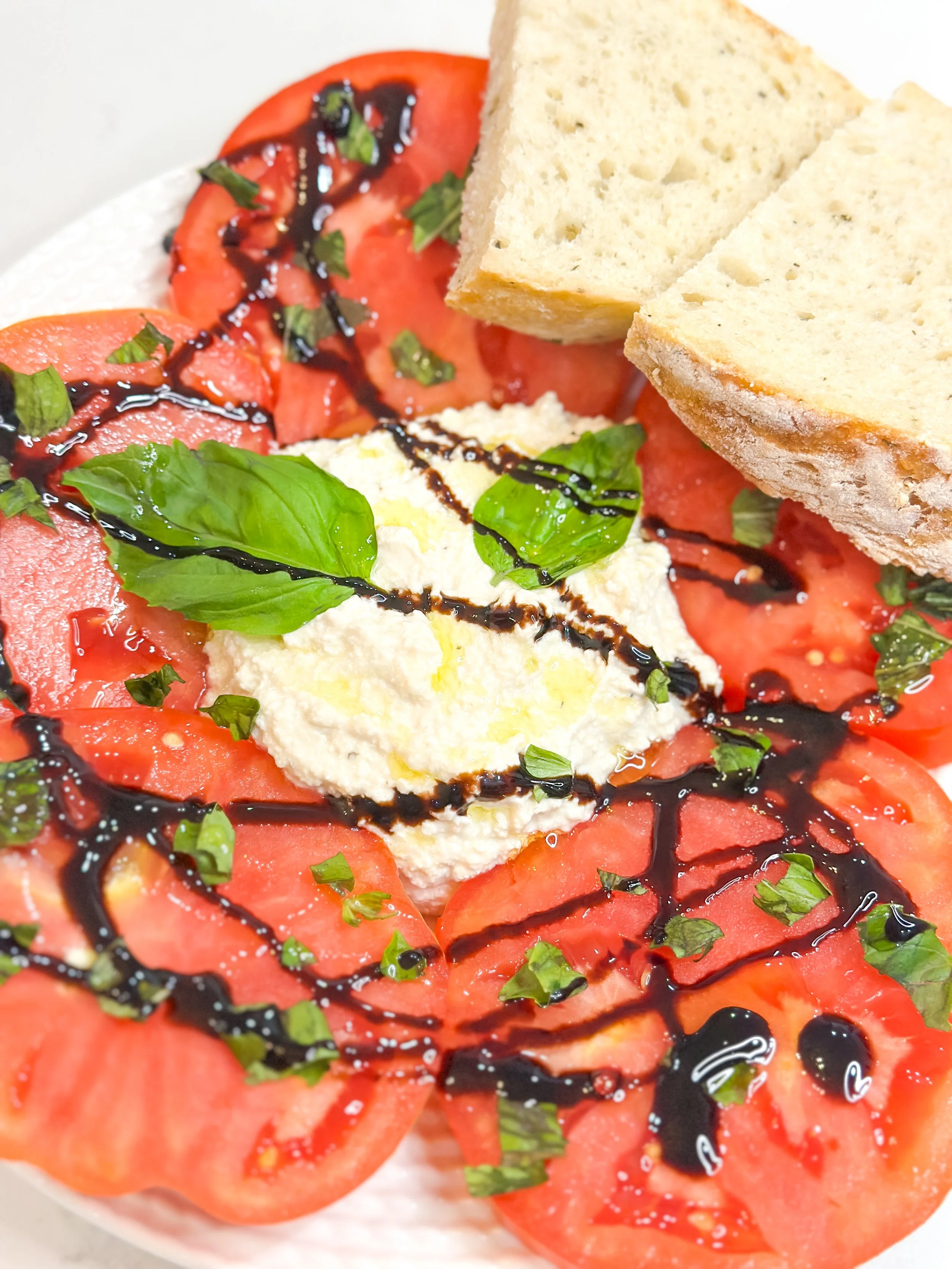 Tofu Burrata with Tomatoes, Basil &amp; Balsamic
