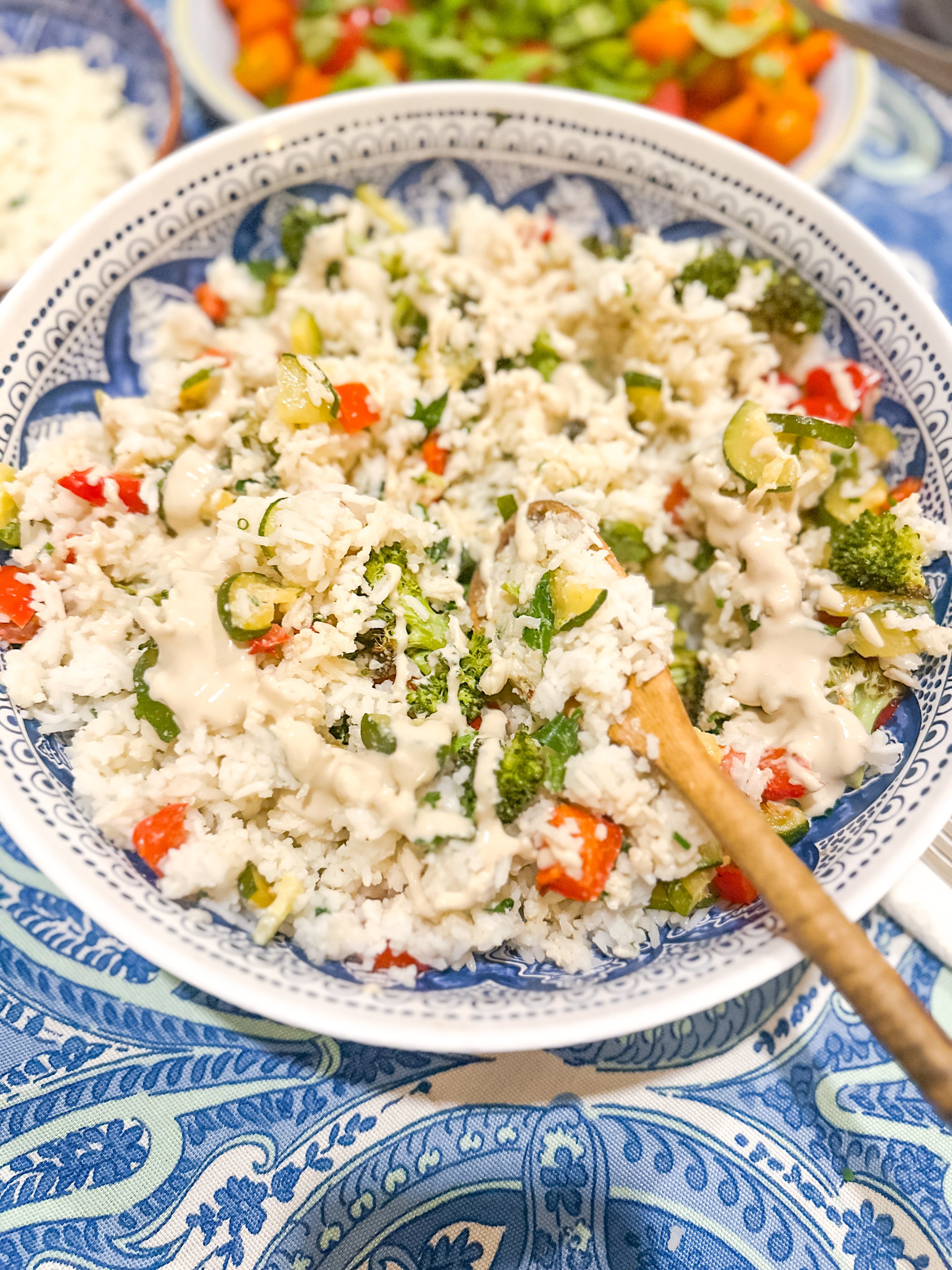 🍋 Lemon Tahini Rice with Broccoli, Zucchini &amp; Red Peppers