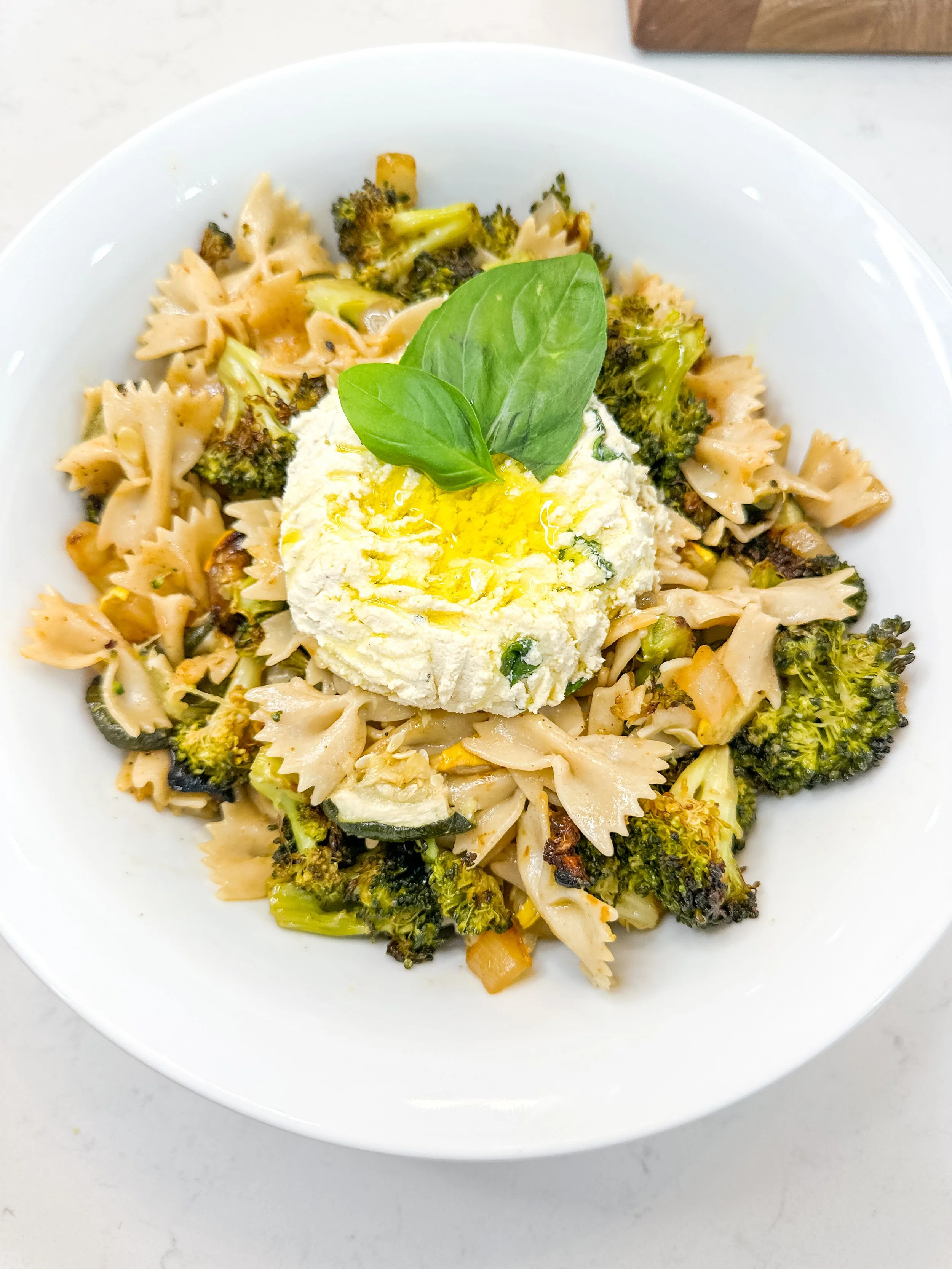 Bow Tie Summer Veggie Pasta with Vegan Ricotta