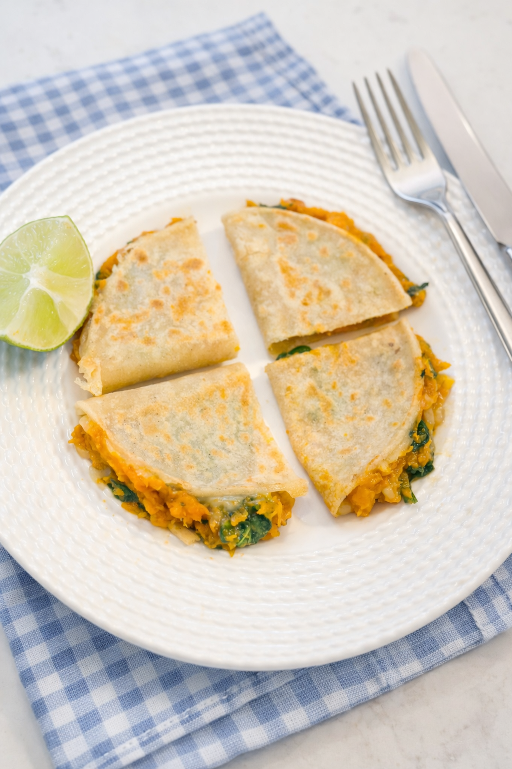 Butternut Squash, Spinach &amp; Corn Quesadillas
