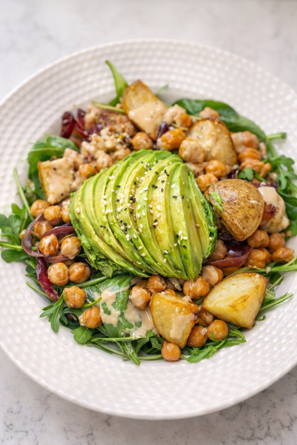 Dijon Tahini Roasted Veggie Bowl