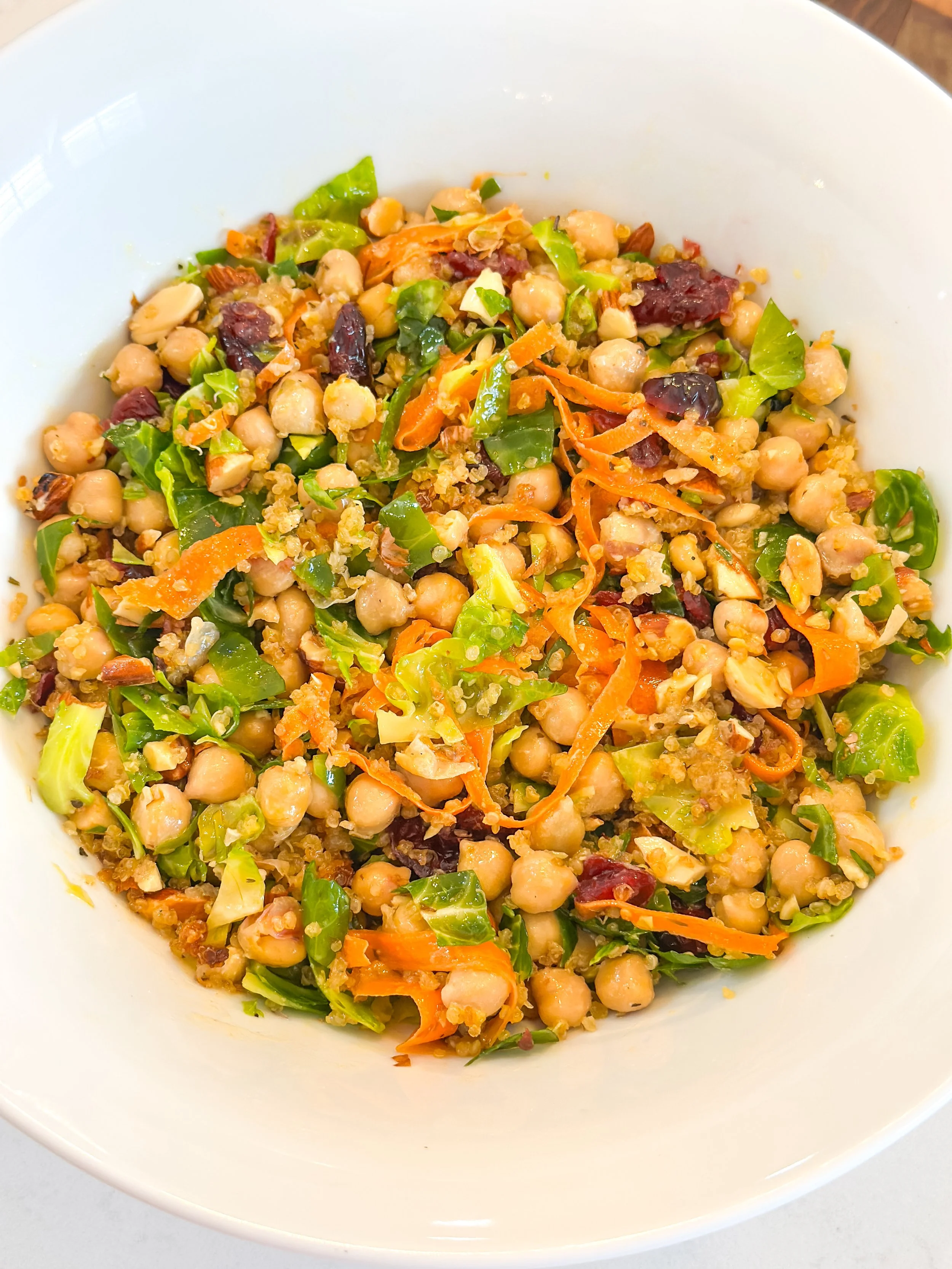 Shaved Brussels Sprouts Salad with Crispy Quinoa &amp; Vegan Honey Dijon