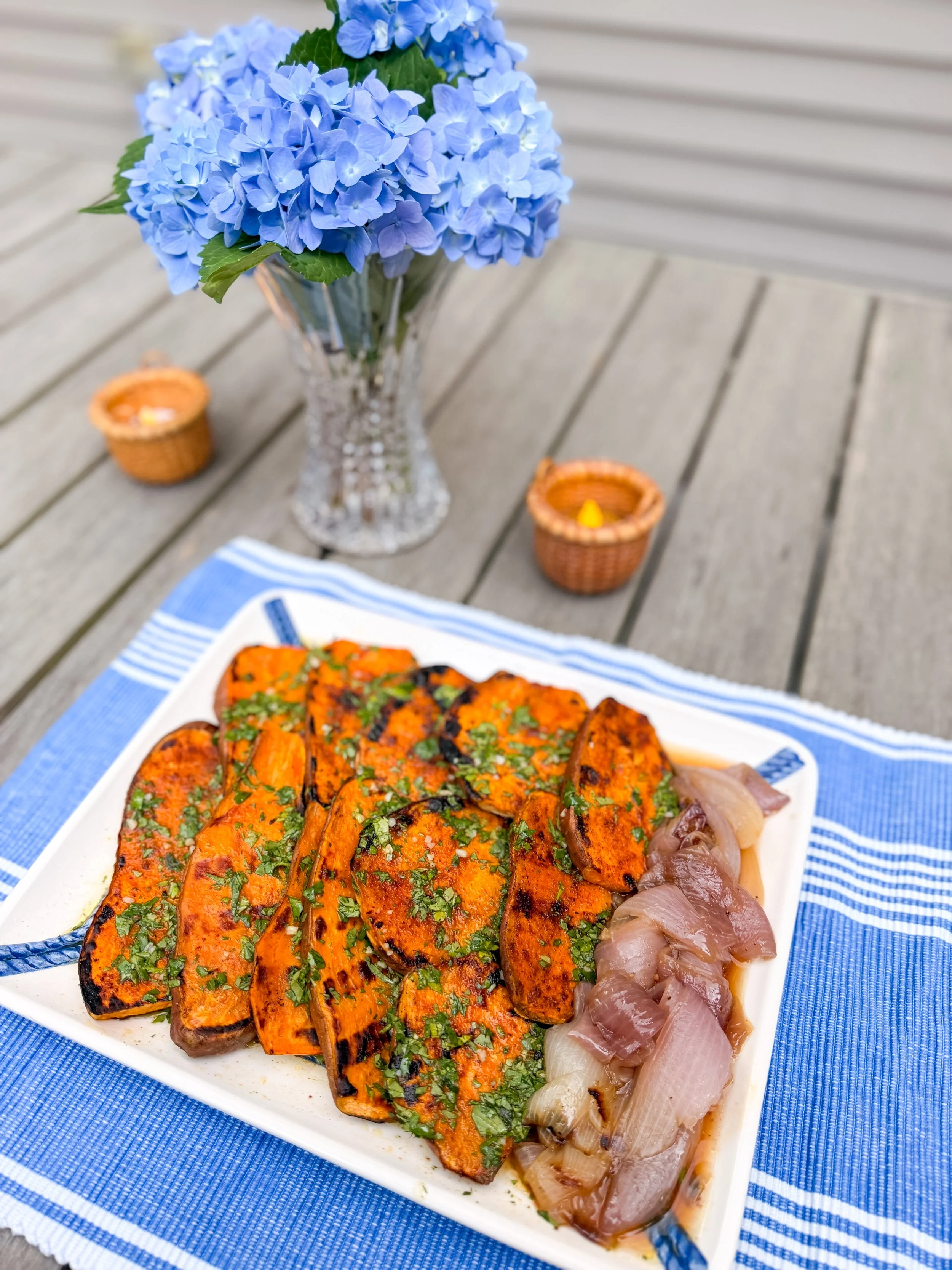 Smoky Sweet Potatoes with Cilantro Lime Drizzle