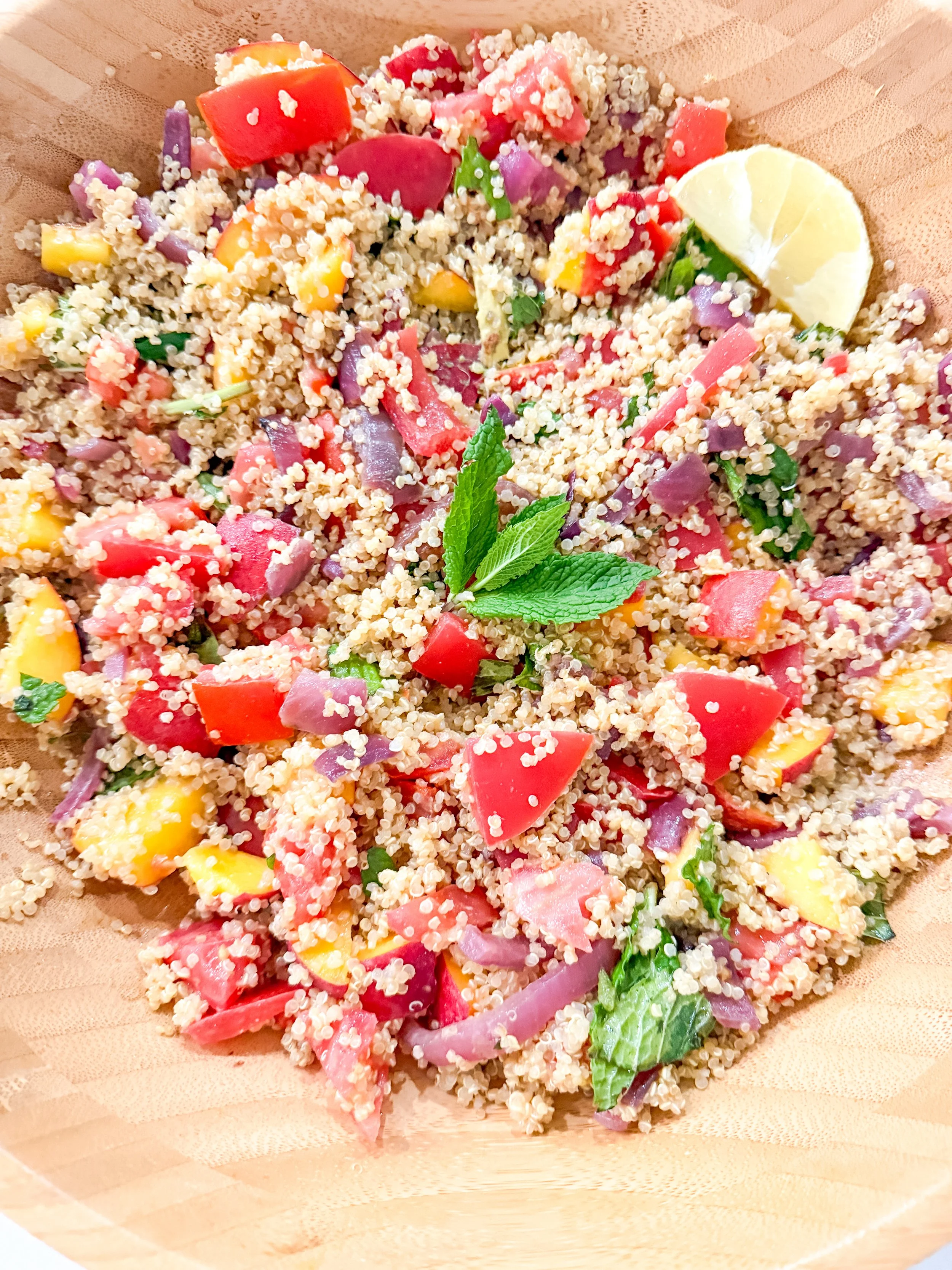 Peach + Heirloom Tomato Salad with Lemon Dijon Dressing