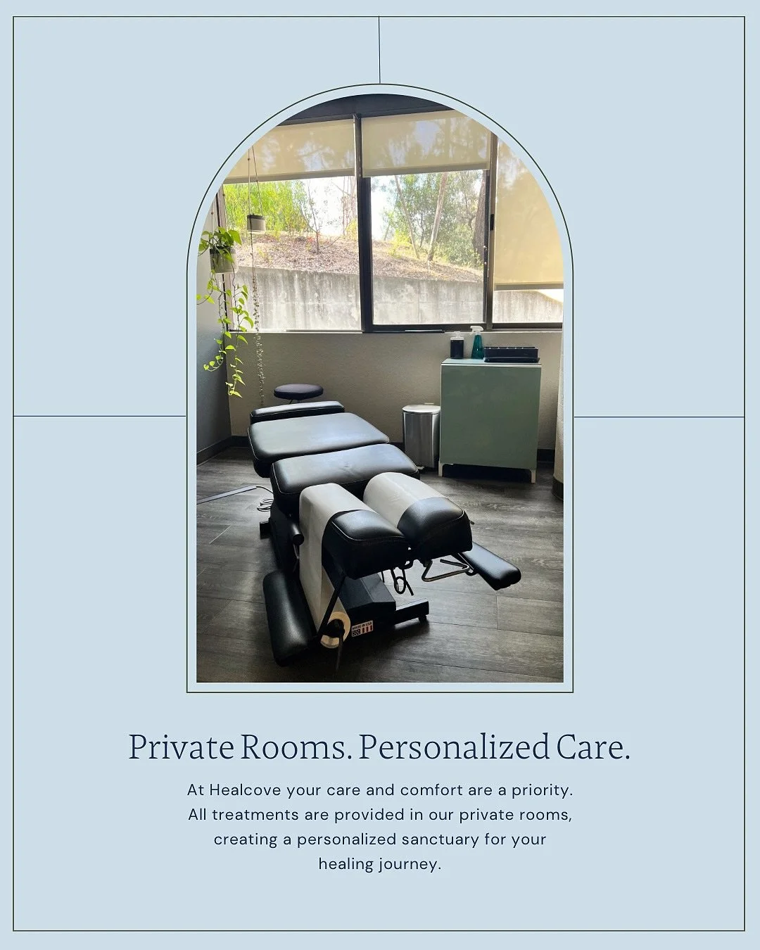 A peek inside our space&hellip; 👀

Every chiropractic, massage, and acupuncture session at Healcove happens in your own private treatment room.

Why?

Your care deserves complete privacy.

Your provider&rsquo;s focus is 100% on you.

A calm, comfort