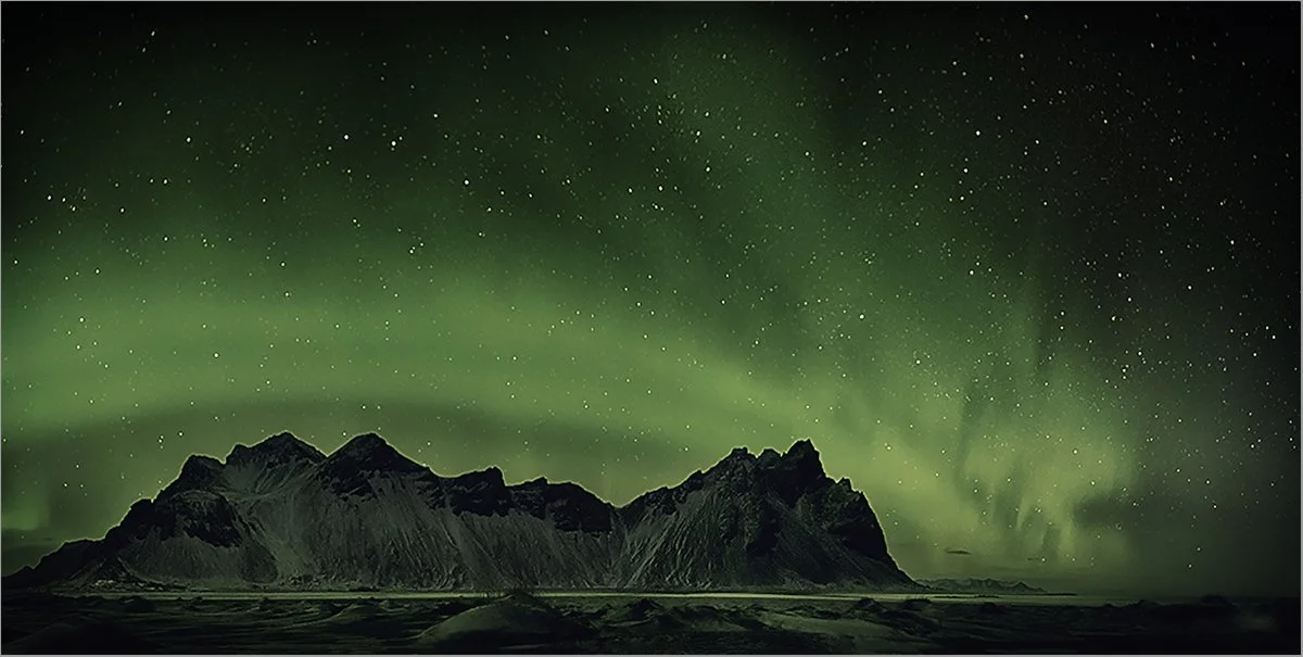Aurora  Borealis Over Vestrahorn Mountains - Iceland by Colin Abel