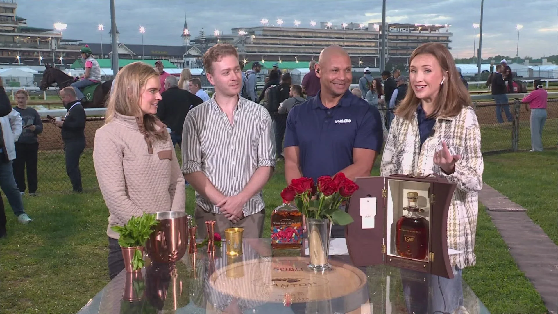 A news cast featuring the $1,000 Mint Julep.