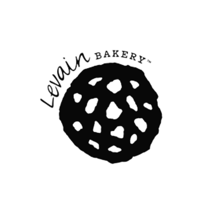 Logo for Levain Bakery featuring a stylized cookie or baked good with the name 'Levain Bakery' written around it.