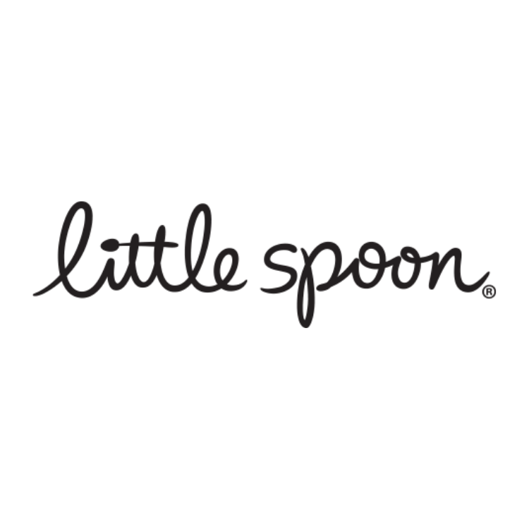 Logo with the words "little spoon" in black cursive font.