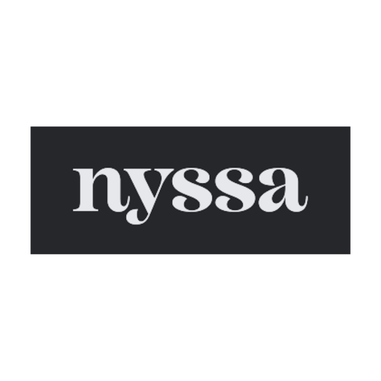 Close-up of the NYSAA logo on a black background with gray text.