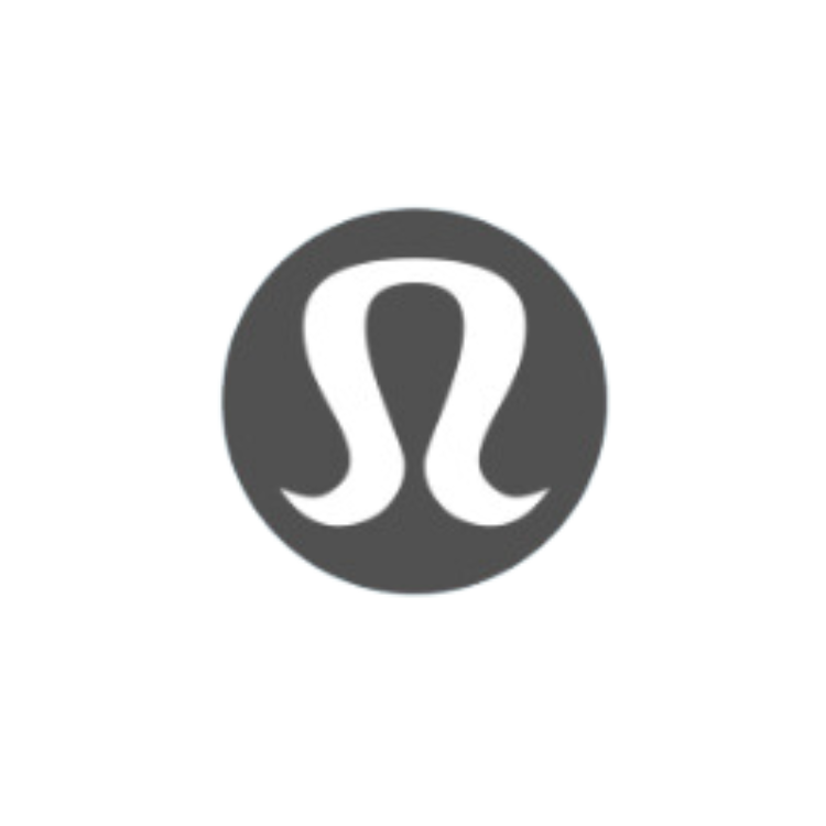 Lululemon logo with a black circle and white stylized 'A' symbol in the center