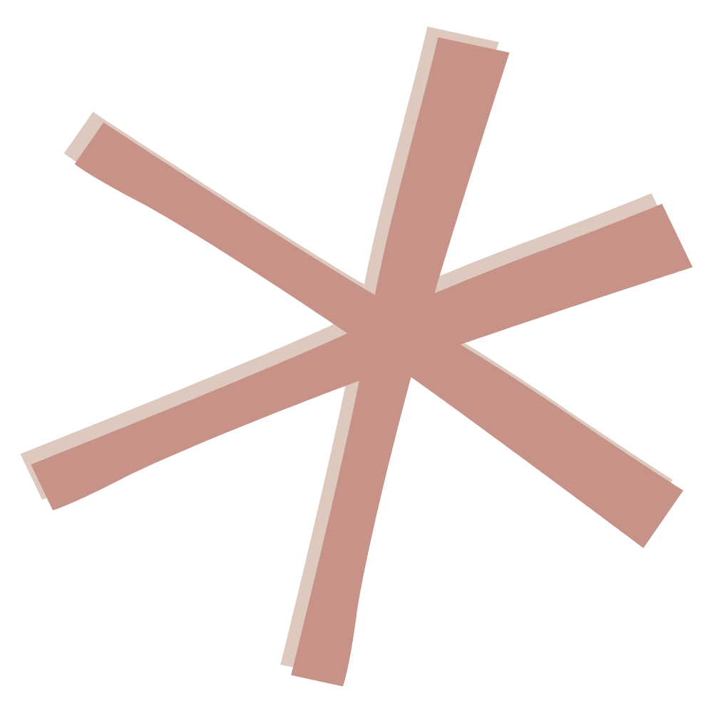 Stylized pink asterisk or star shape with a 3D effect on a black background.