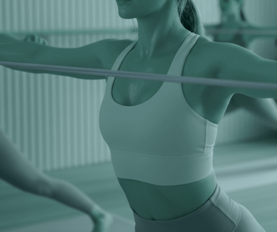 Woman doing hot pilates and sweating