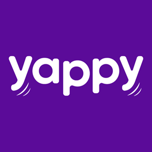 The word 'yappy' in white lowercase letters on a purple background.