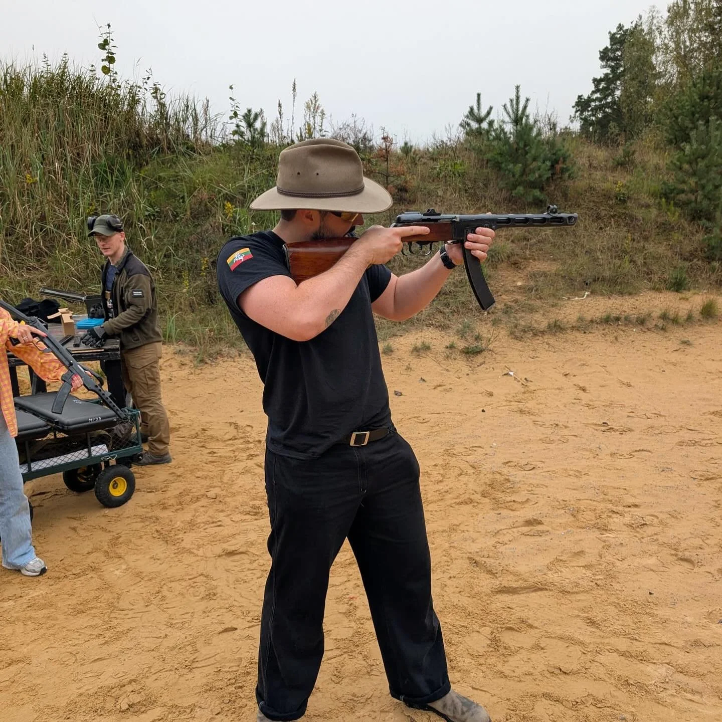 The PPSh-41 submachine gun was a Soviet weapon that the Lithuanian Forest brothers used aplenty during their occupation struggles. Some were captured in ambushes, some bought on the black market and many were just salvaged from battlefields. 

Firing