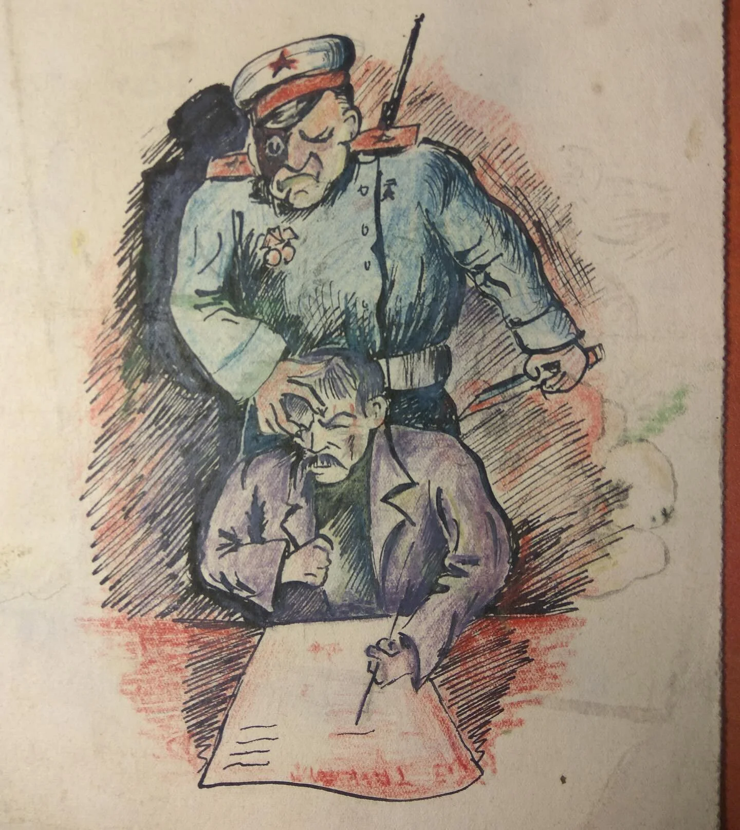 Soviet beating down on the Lithuanian, a cartoon by the partisan resistance fighters of the last century. Curious to learn more about the rich history of the island nation flanking both the German Eagle and Russian Bear? 🦅 🐻 #tourlithuania