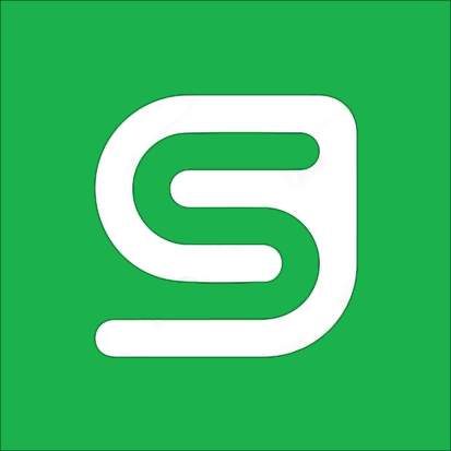 Green background with a white stylized letter 'S' in the center.