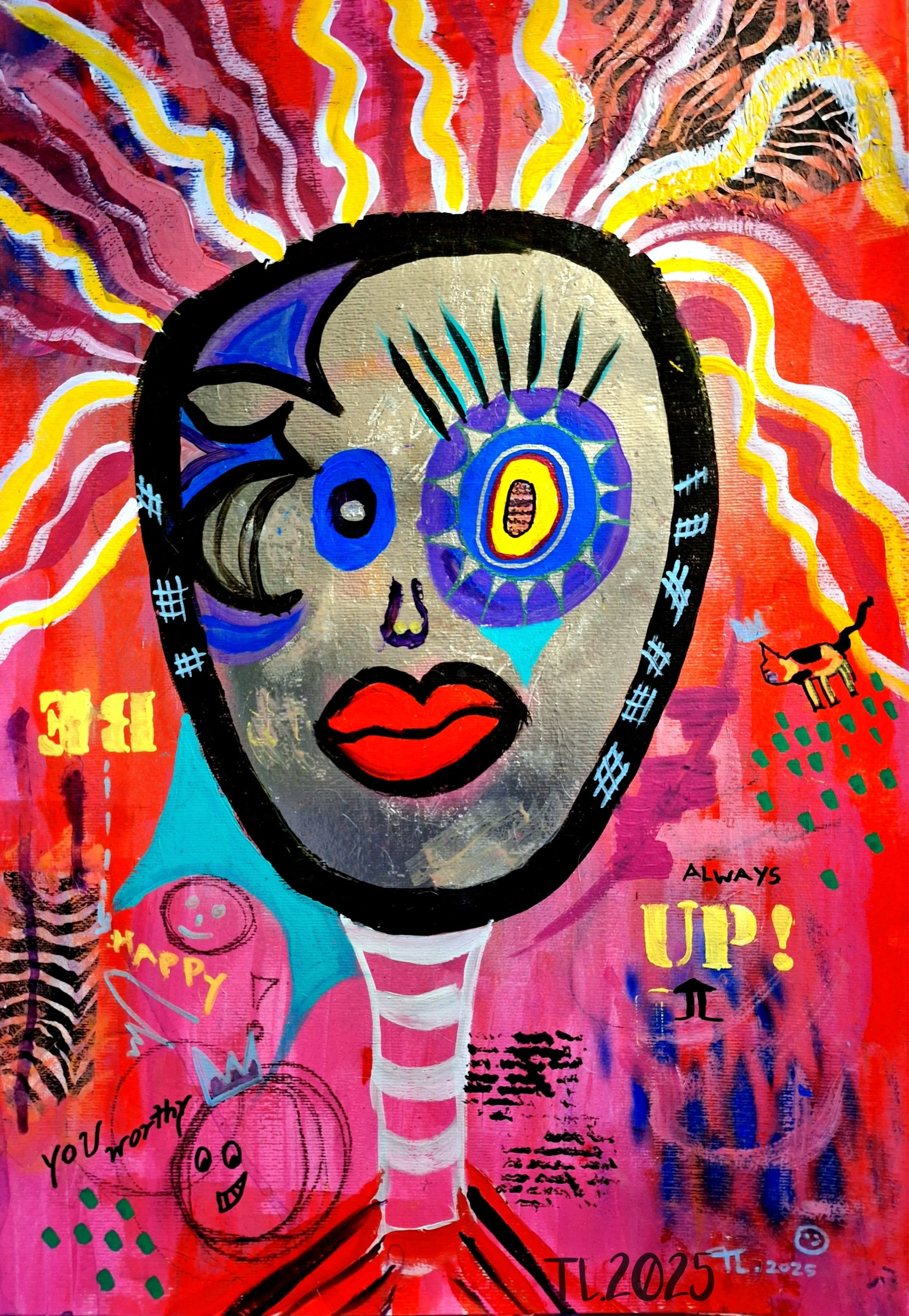 “Be positive– Abstract Portrait with Symbolic Energy by Tleonardi (TL2025)”