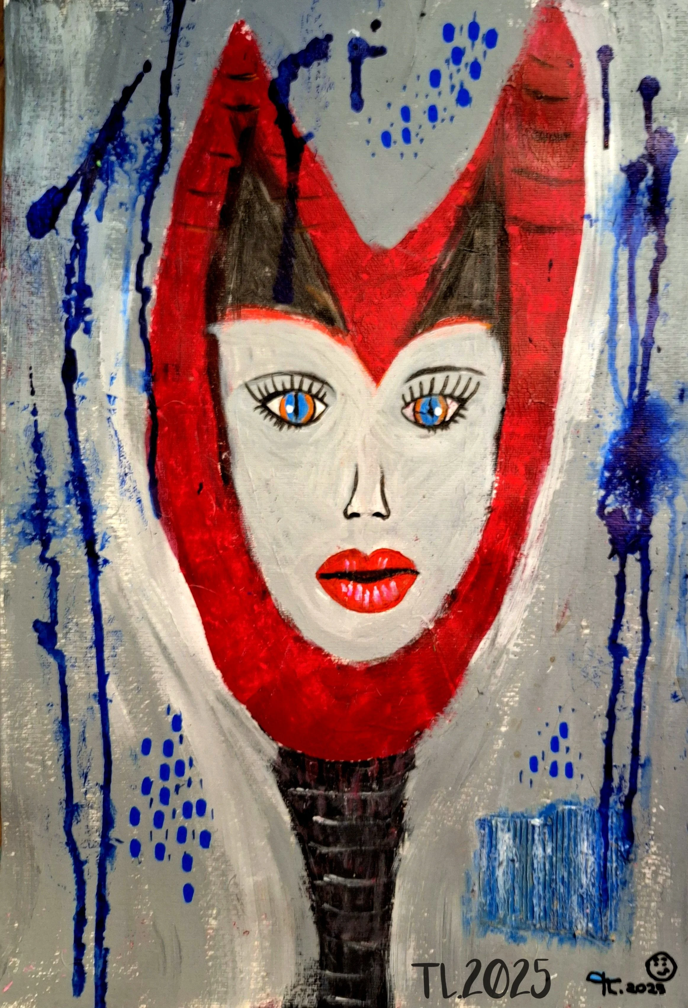 surreal visage - abstract mixed media portrait by tina leonardi