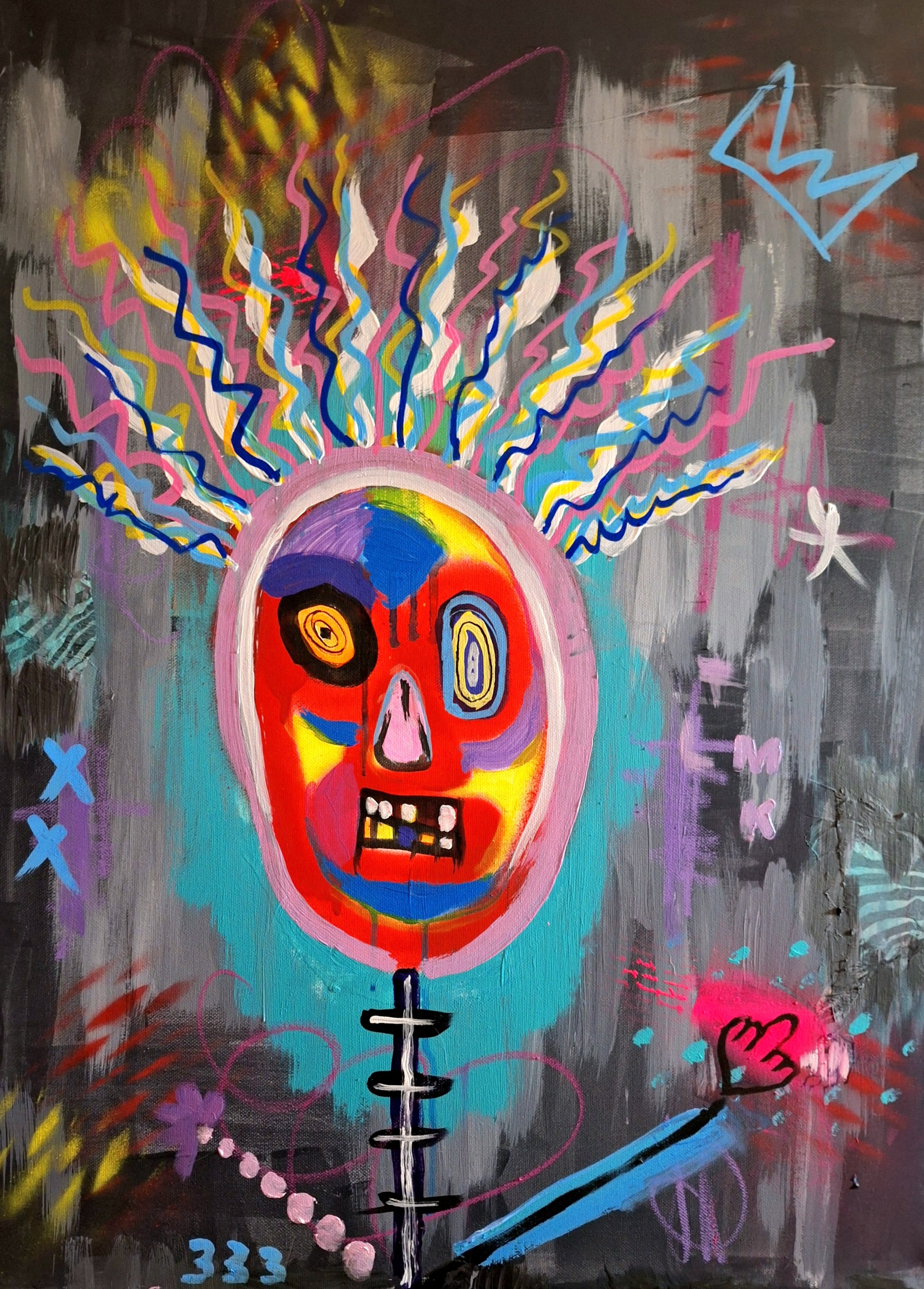 radiant pulse - mixed media on canvas 80 x60 cm by tina leonardi 2025