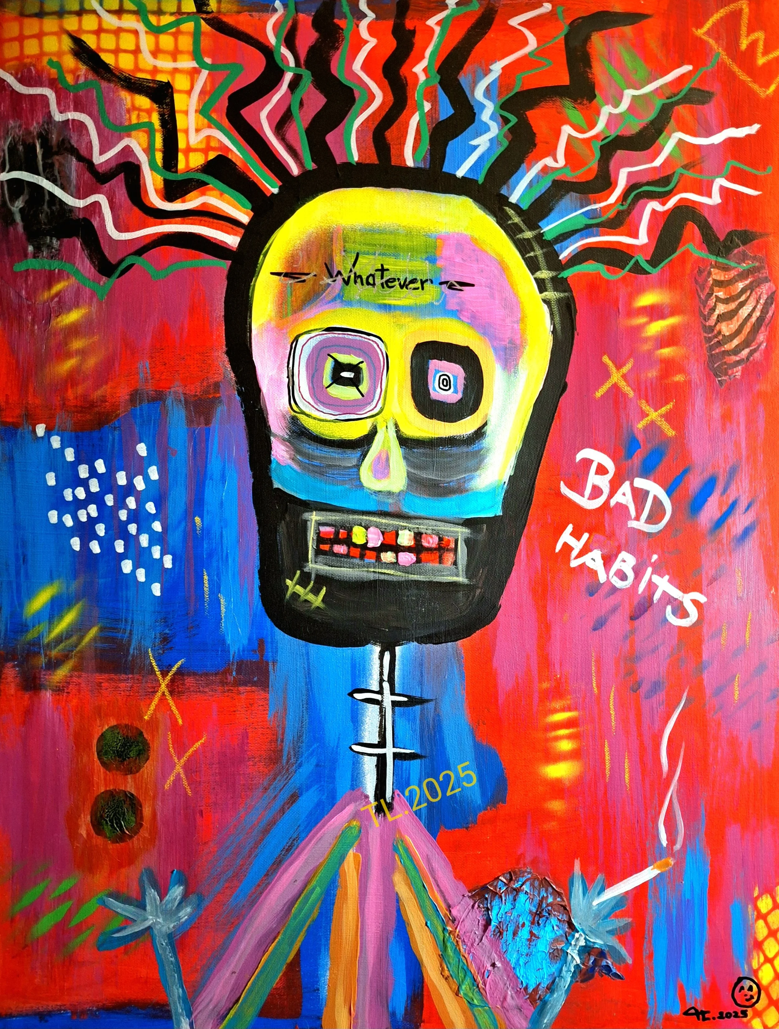 “BAD HABITS – mixed media on canvas 60x80 cm abstract
