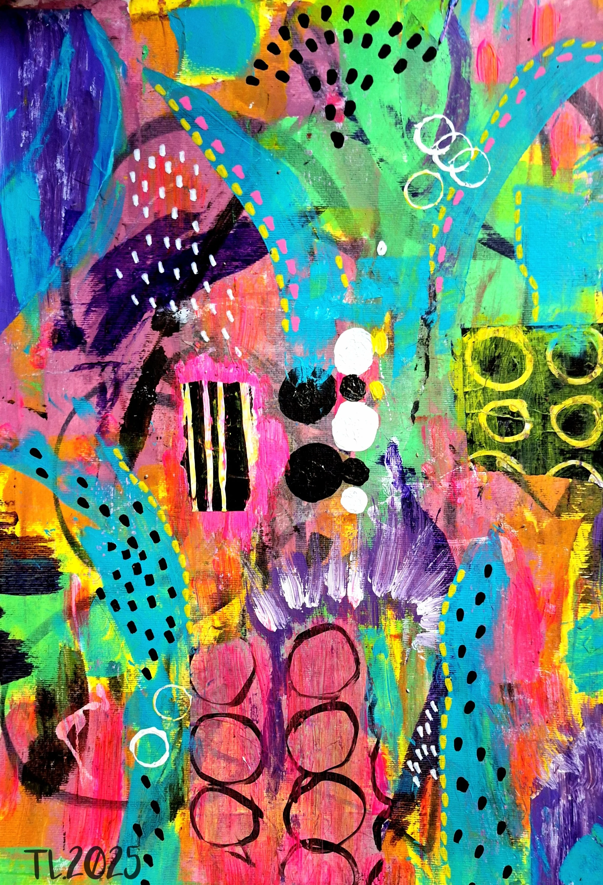 joy grid - mixed media on paper 42x61 cm abstract