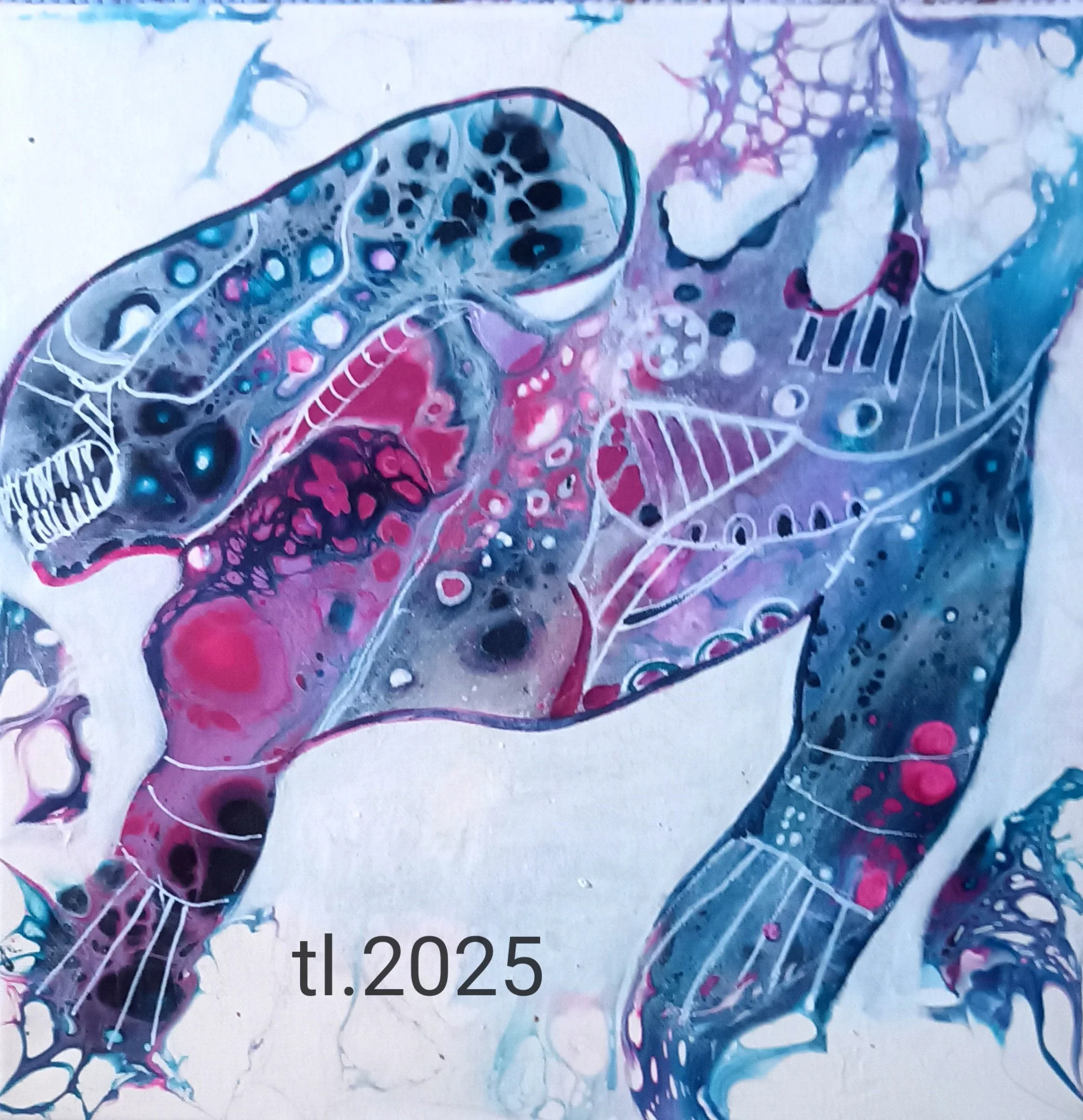 alien bloom mixedmedia on canvas 30x30 cm abstract