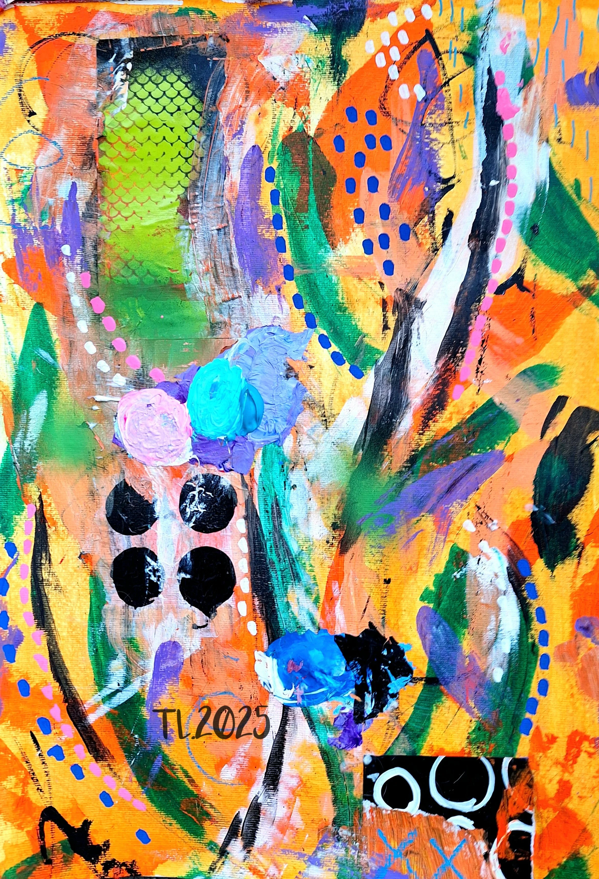 tl 2025 - abstract energy - mixed media on paper 42x61 cm