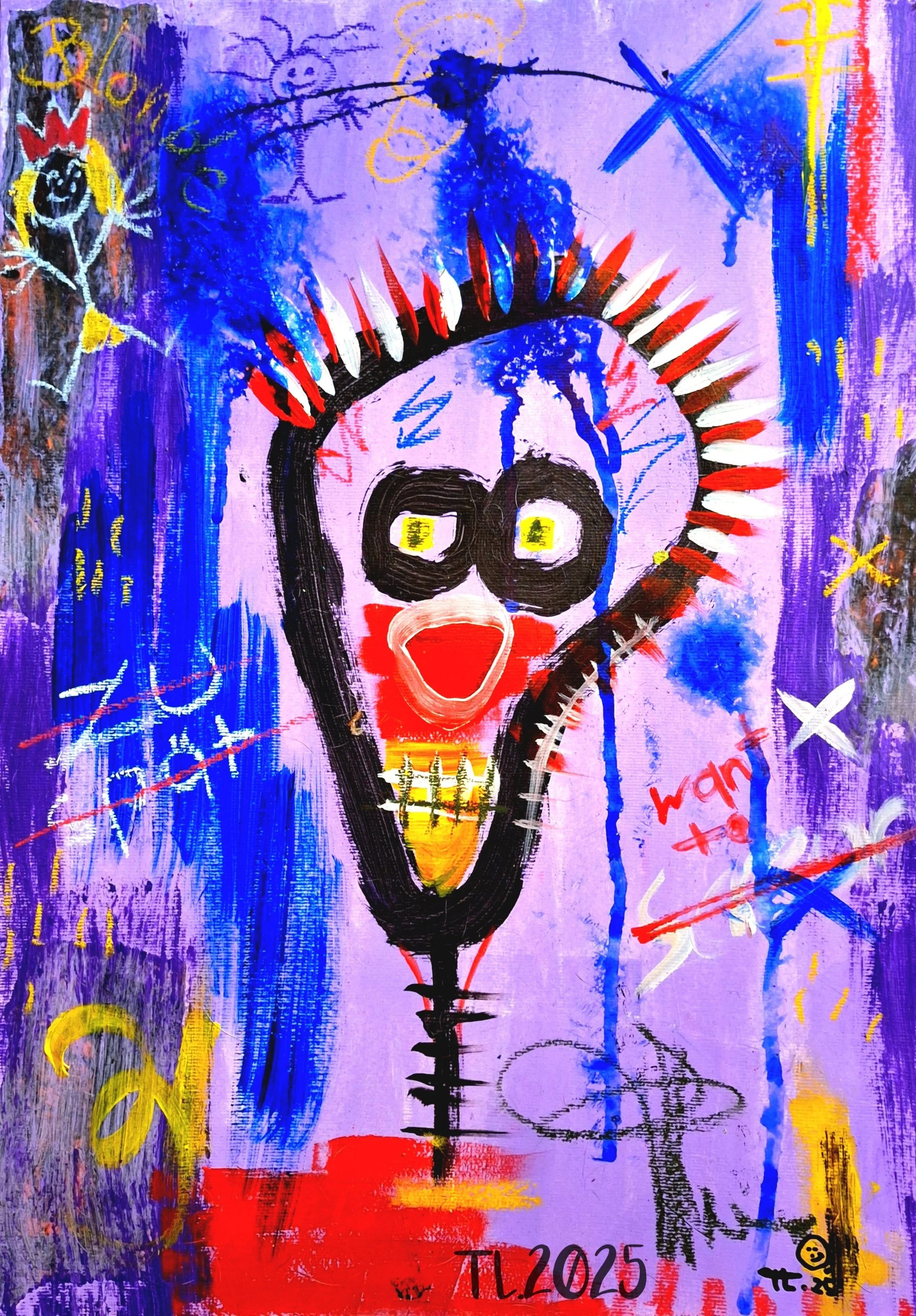 “Spiked Identity – Expressive Mixed-Media Portrait by Tleonardi”