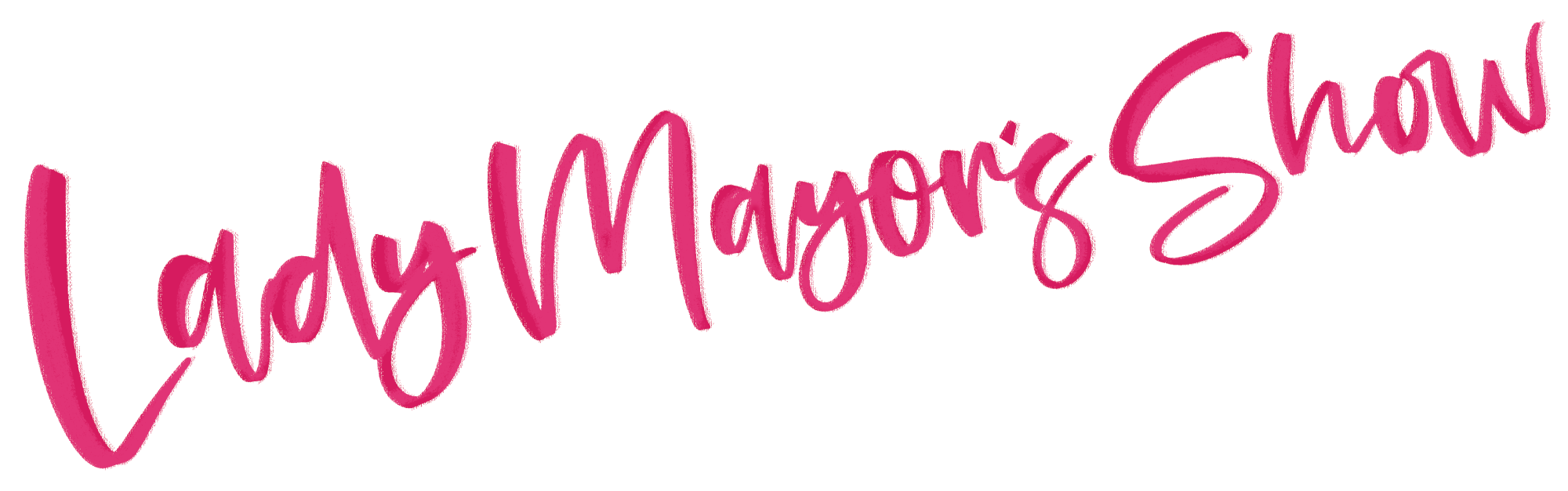 Colorful logo with the text 'Lady Mayor's Show' written in pink, cursive font with a white outline.