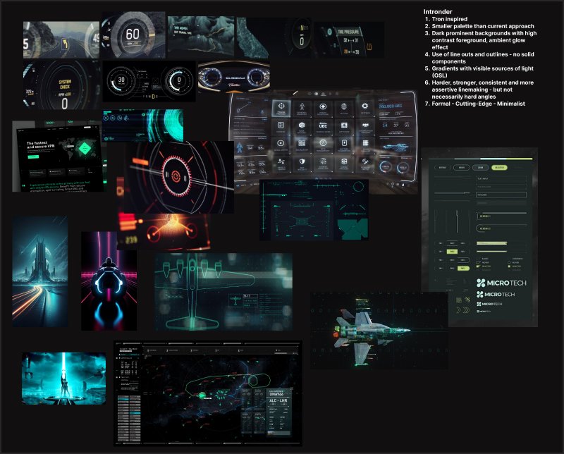 A collage of futuristic digital displays and interfaces, featuring various screens with data visualizations, control panels, and graphical elements in a high-tech style, with a black background and neon accents.