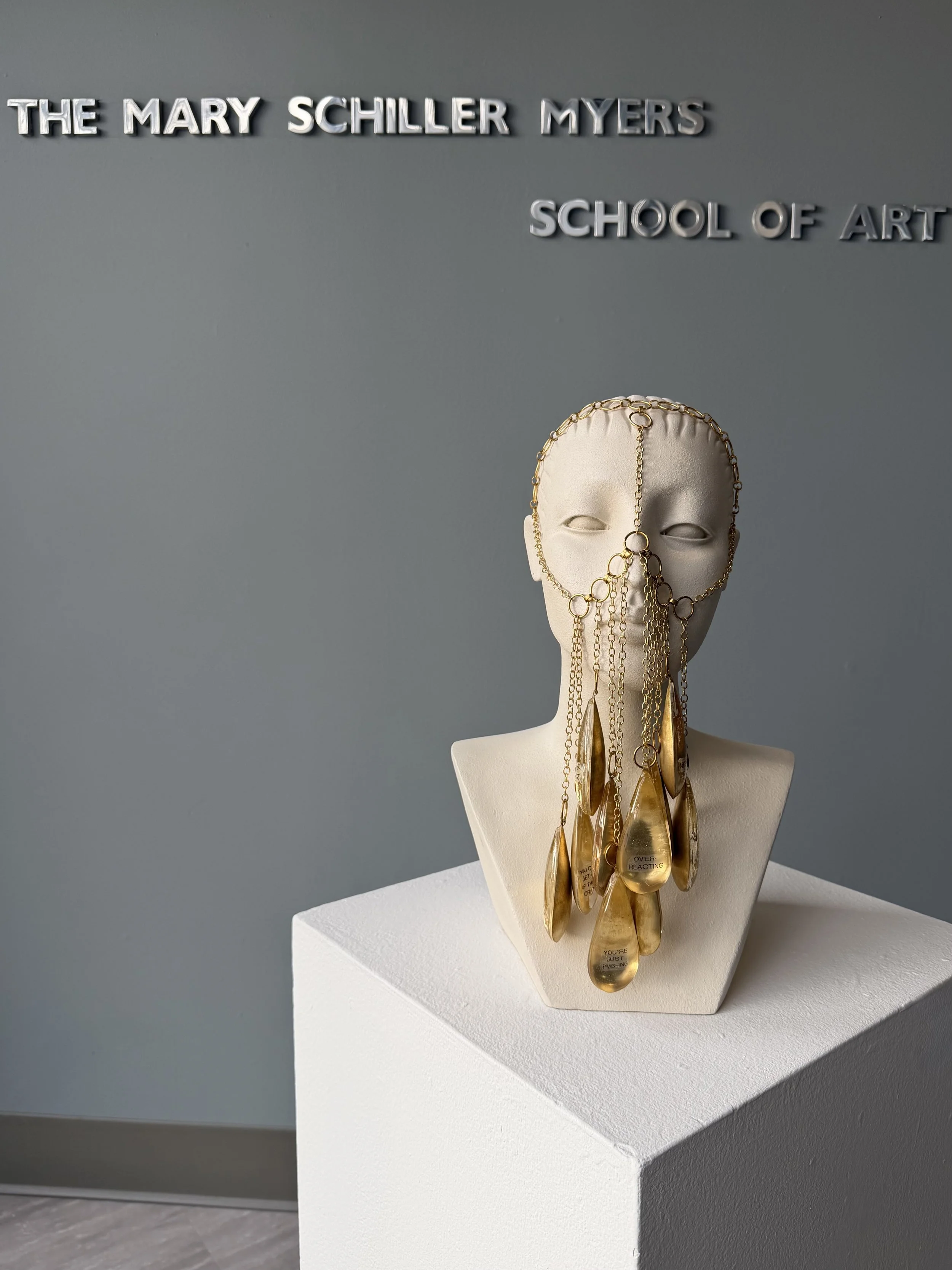 Golden Tears 2026 16 x 6 x 8 inches
brass, resin, printed label