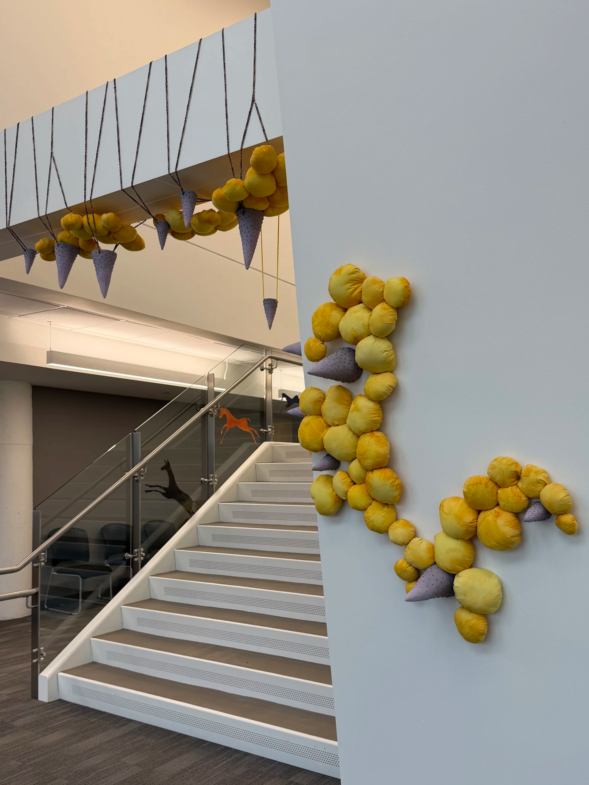 Synaesthetic: Do You Feel What I Feel 
2025 
72" x 108" x 12"
fabric, poly fill, dye, ceramic, slip, underglaze, yarn