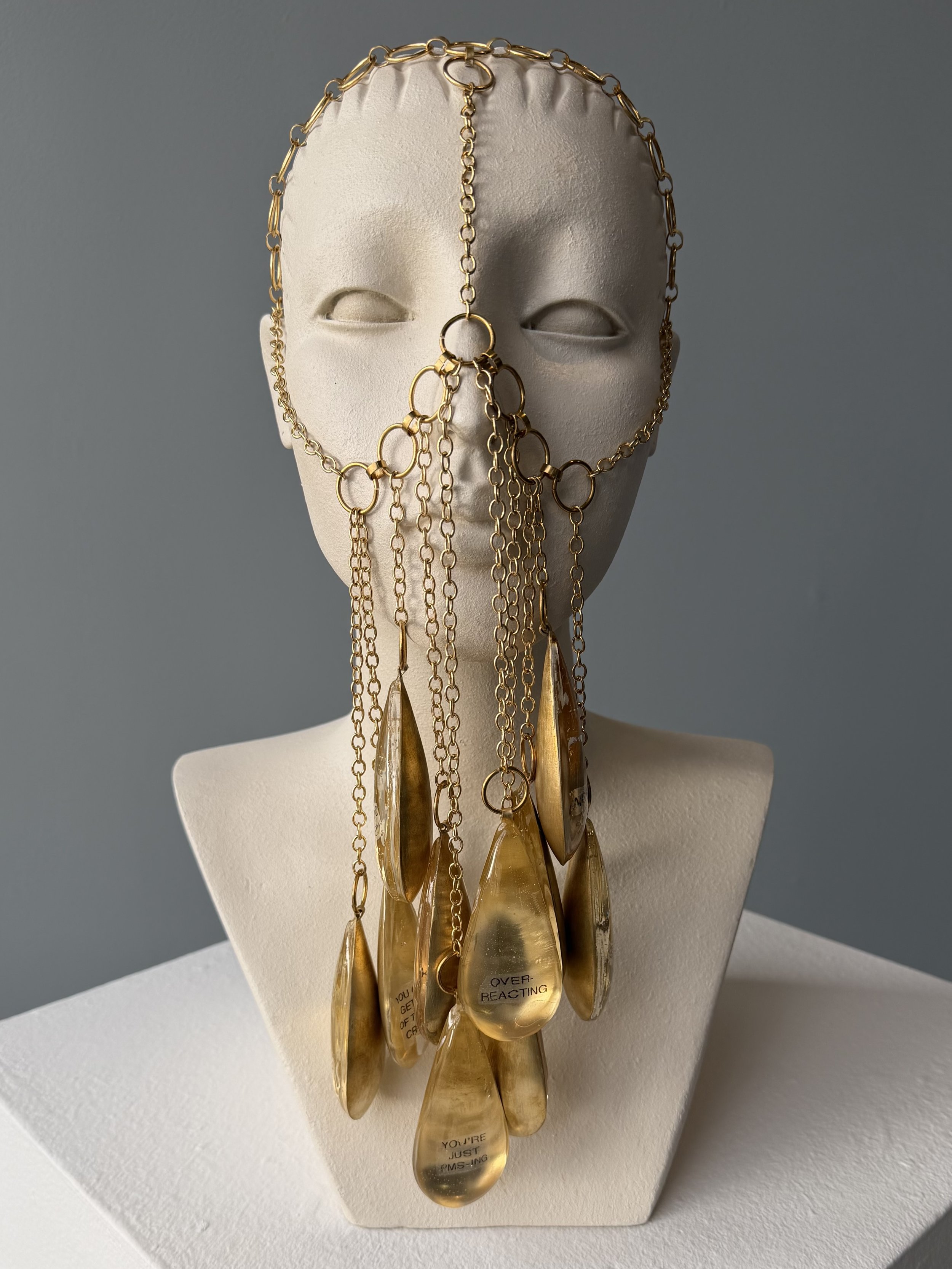 Golden Tears 2026 16 x 6 x 8 inches
brass, resin, printed label