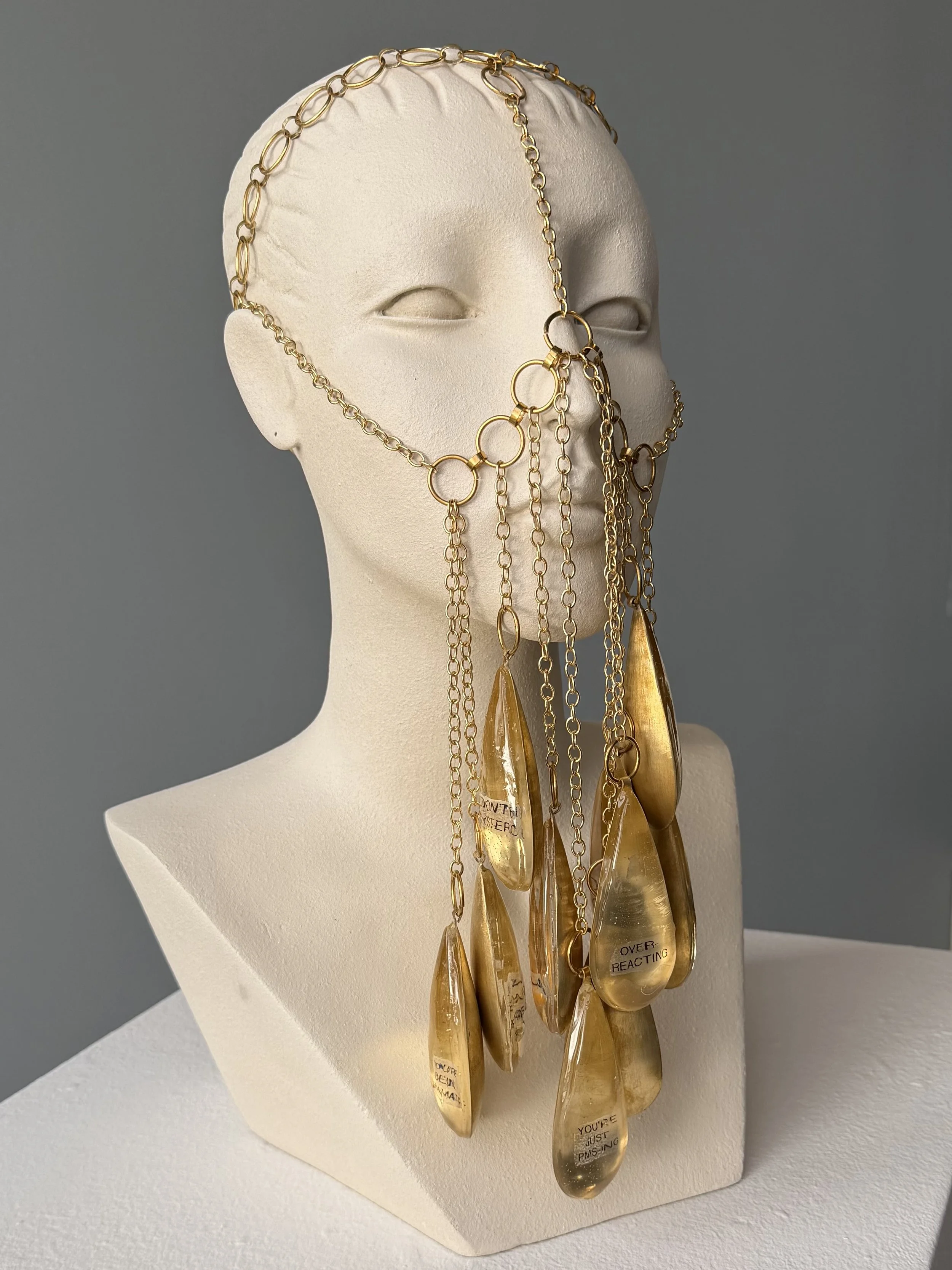 Golden Tears 2026 16 x 6 x 8 inches
brass, resin, printed label