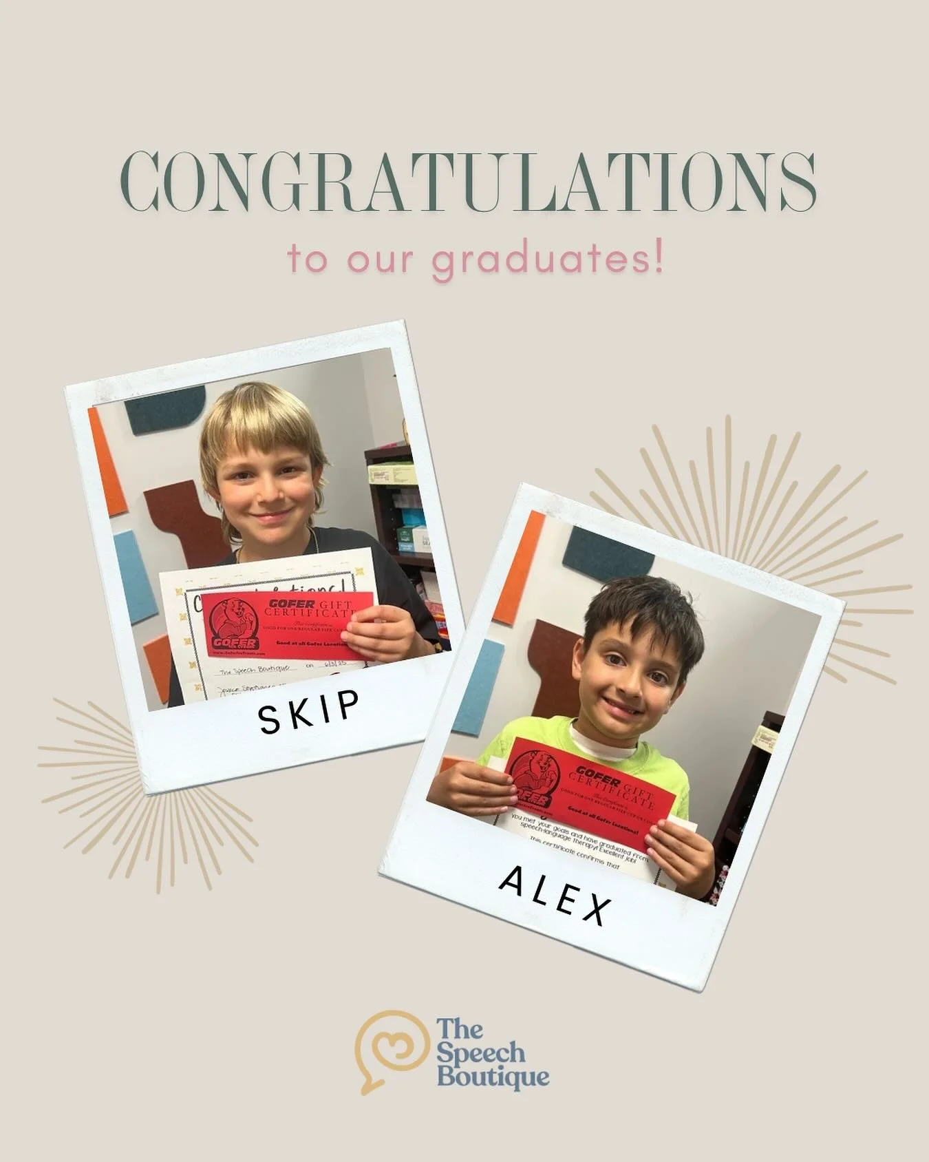 ☀️Schools out and these two are officially DONE with speech! What better way to celebrate than with a @gofericecream cone?! 

We are SO proud of all their progress and can&rsquo;t wait to see how they continue to shine ✨🥳