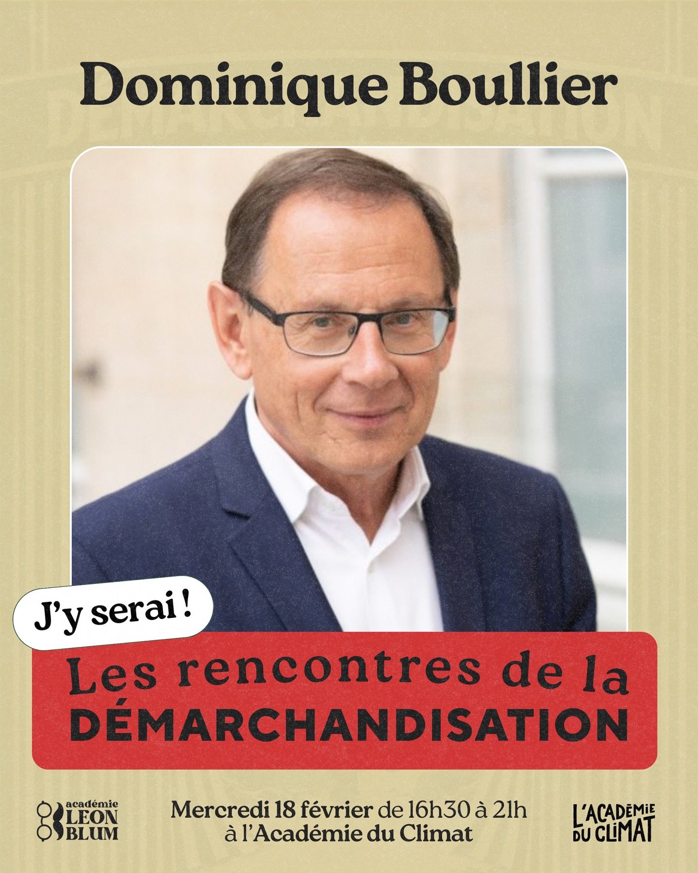 ✅ @boullierdominique sera l&agrave; ! Il interviendra lors du proc&egrave;s fictif des r&eacute;seaux sociaux : Souhaitons-nous rester leurs marchandises ?

Rendez-vous le 18 f&eacute;vrier, 17h &agrave; l&rsquo;Acad&eacute;mie du Climat.

➜ bit.ly/J