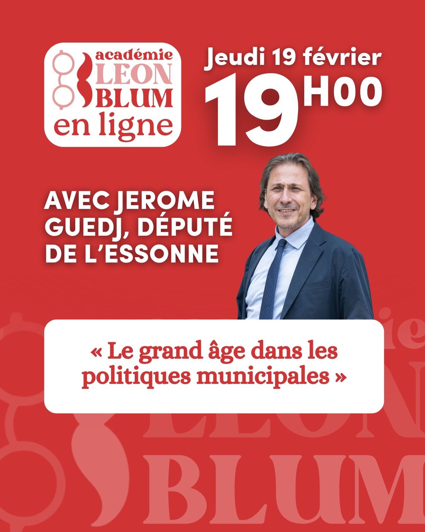 Nouvelle session des Jeudis L&eacute;on Blum ! 🎓

Avec @guedj.jerome, d&eacute;put&eacute; de l&rsquo;Essonne.

🗓️ Jeudi 19 f&eacute;v. &mdash; 19h &agrave; 20h, en visio.

&rarr; bit.ly/jeudiALB