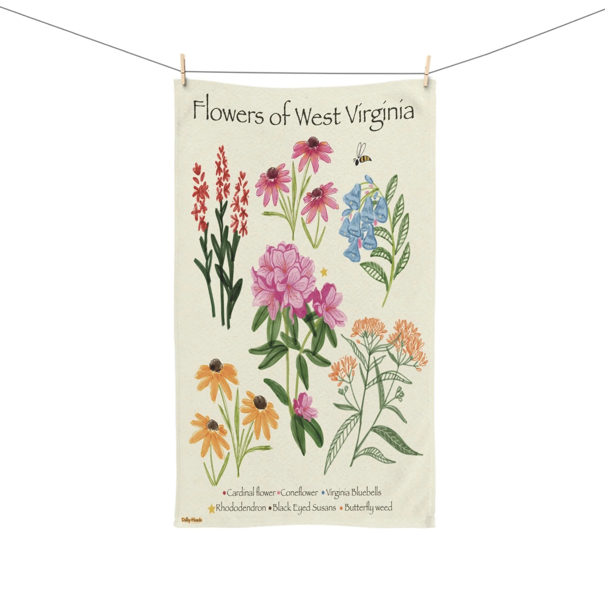 West Virginia Flowers Kitchen Towels