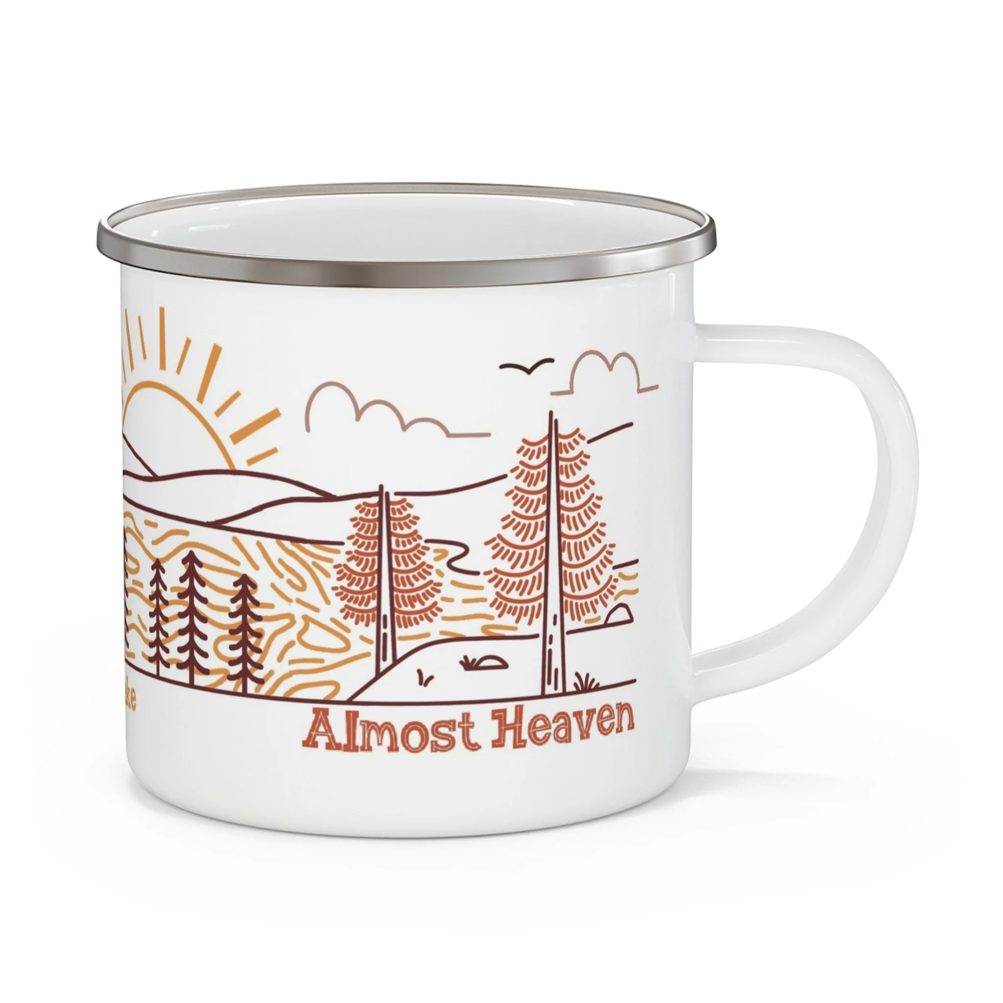 Enamel Camping Mug — 'Almost Heaven' Fall Scenic Tygart Lake