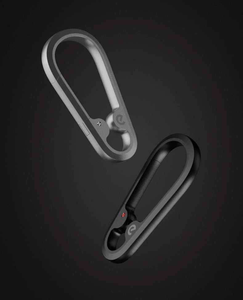 3D animation of carabiner mechanism for waterproof AirPods case