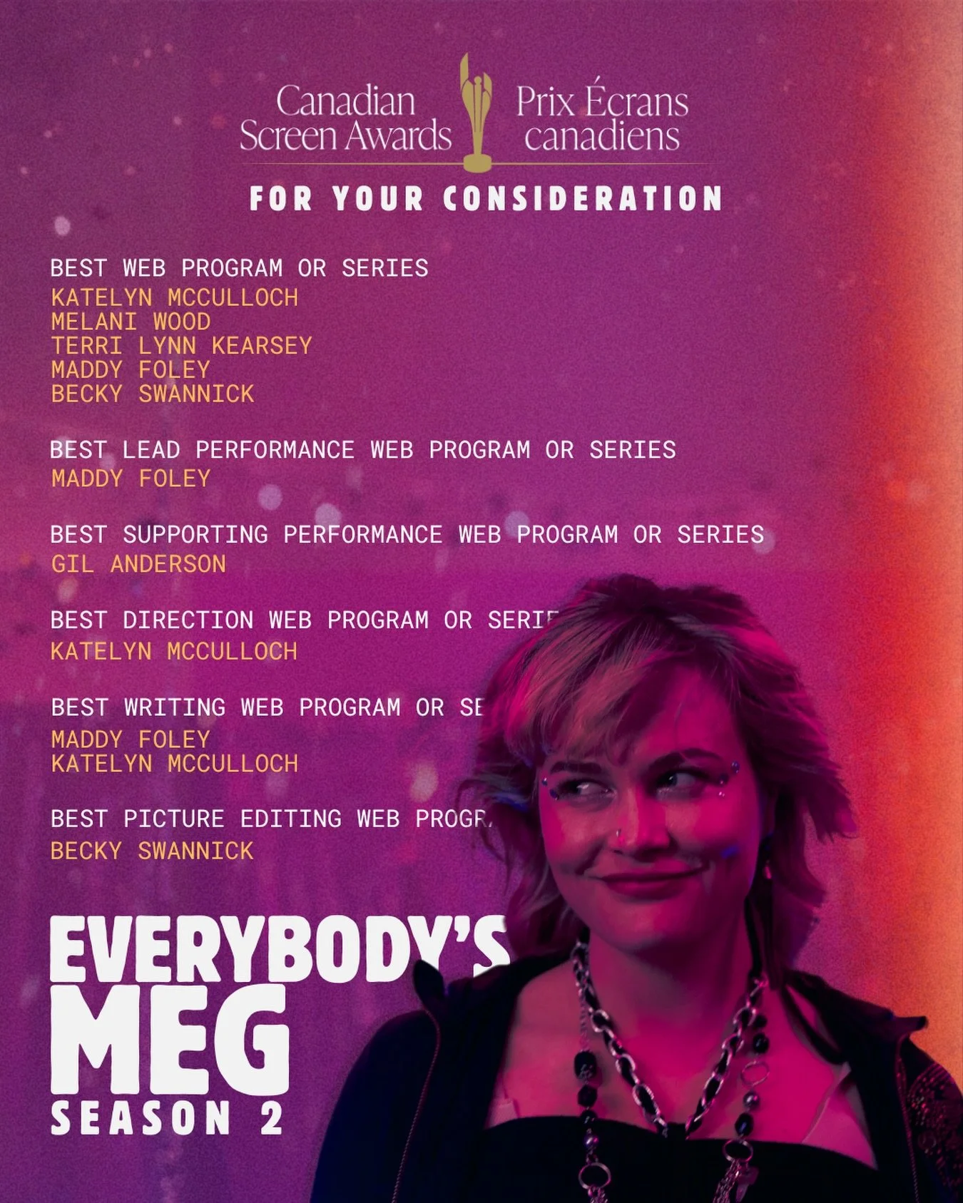 ✨ CONSIDER US ✨

Voting members help us get Season 2 nominated for The Canadian Screen Awards // @thecdnacademy !!!! 

In season 1 we racked up four nominations&hellip;could we get all 6 this year?! 🤭

Thank you as always for continued the love and 