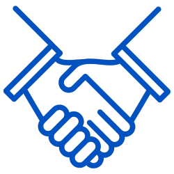 Line drawing of two hands shaking digital advisory.