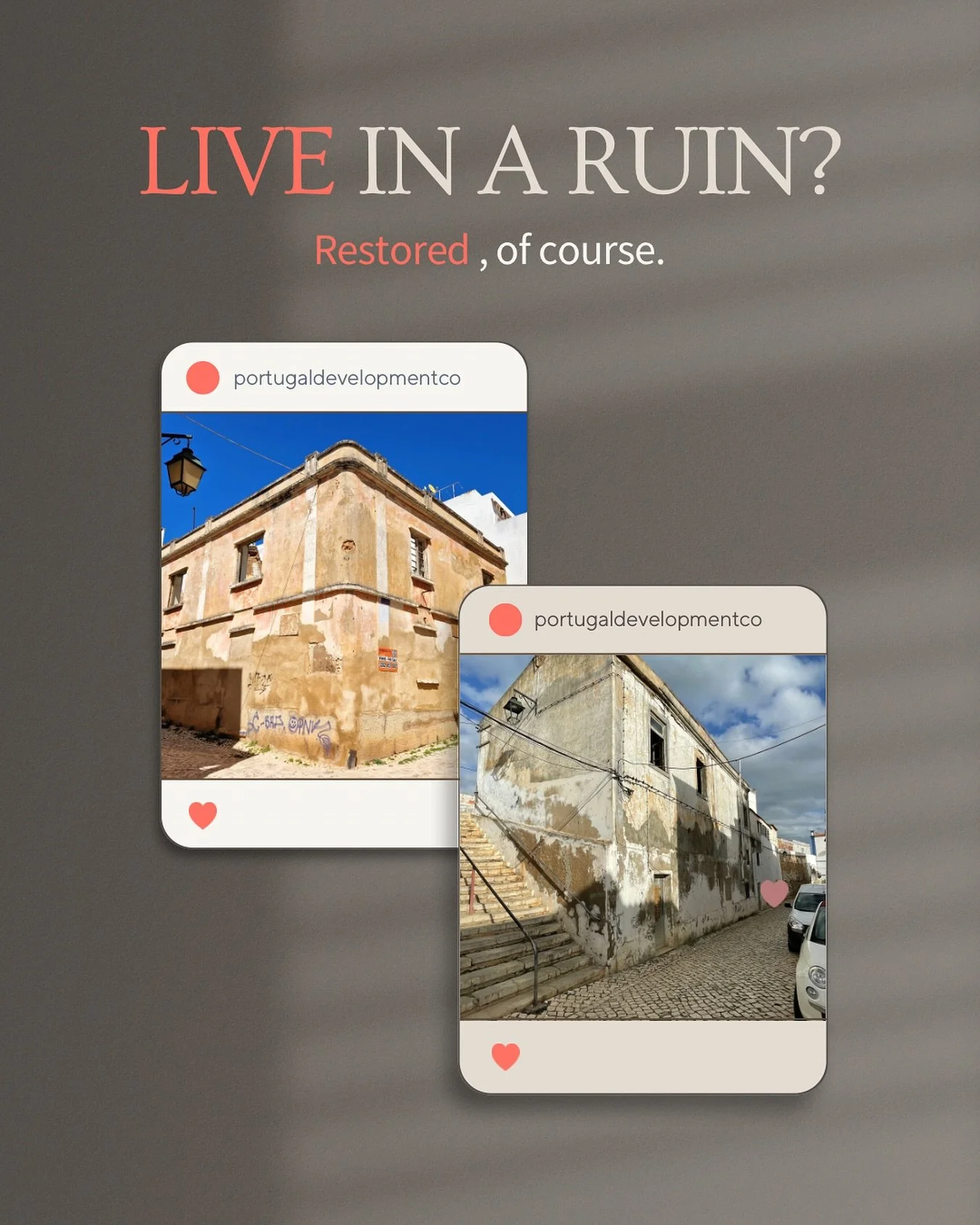 Live in a ruin?
Well&hellip; a restored one, of course.

Did you ever imagine, growing up, that one day you would have the chance to live in a home full of character and history, nestled in a neighborhood where the streets tell stories, the sun shine