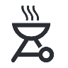 A charcoal barbecue grill with a lid and chimney smoking.