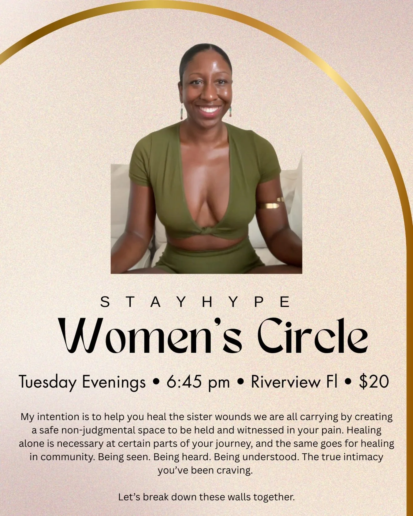 Tuesday, March 31st! 

I&rsquo;m ready to hold space for you in person. We need to physically connect. Online isn&rsquo;t enough. 

I&rsquo;m excited to make this weekly IN PERSON thing! 

DM me so reserve your spot! 

StayHYPE✨

#community #womensci