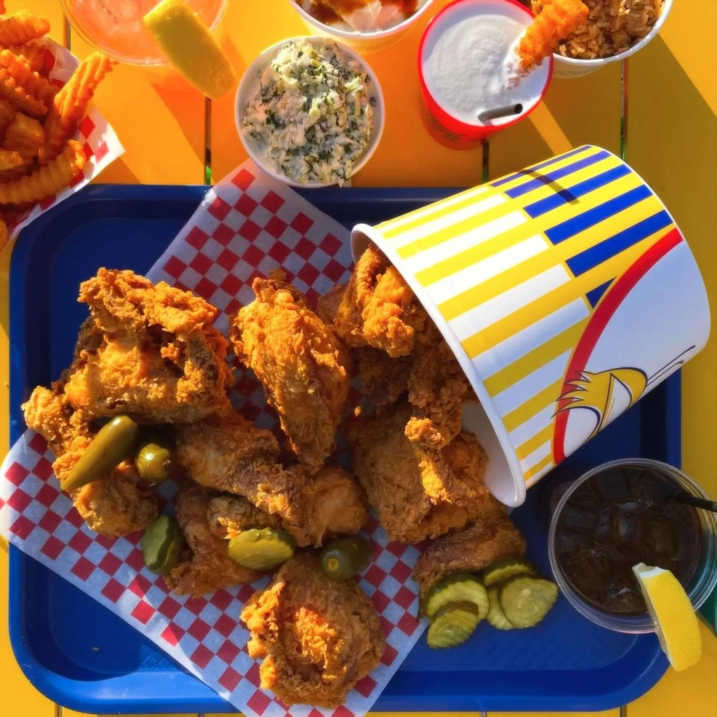 Easter buckets all day! Frozen Irish coffee and cocktails! Big a*s sides to feed the whole fam! Order online (link in bio ⬆️) or come chill with us for a drink or three. 🍗 🍹 🍟 
Fryer is hot til 8. 
.
#damngoodfriedchicken #decaturiscool #chickenan