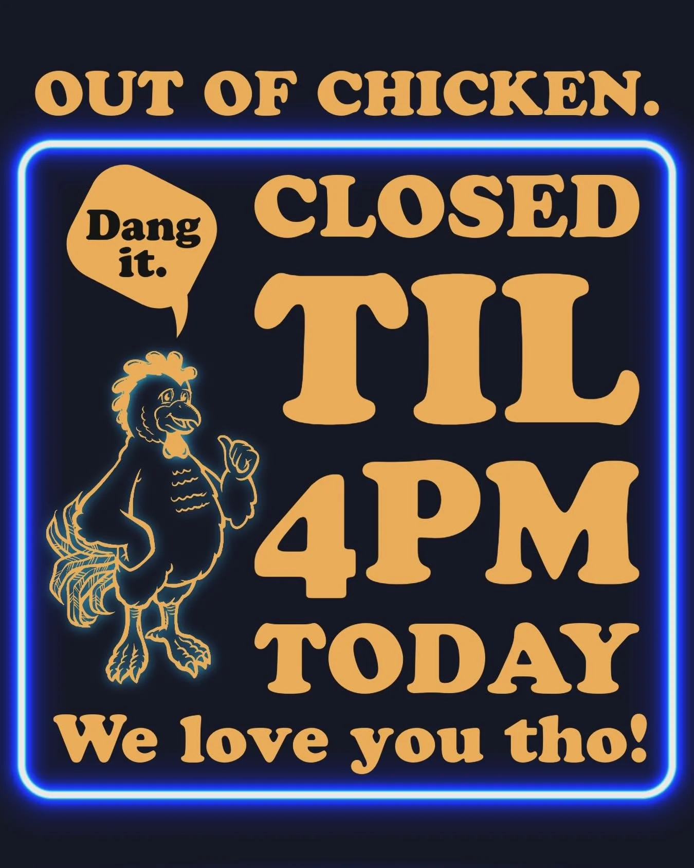 We will never serve you sub par chicken . Our birds needed a few extra hours soaking in that MB top secret brine and we will be opening for dinner service only. Line it up at 4 to get yr weeknd fix of #DGFC! Kakaw!