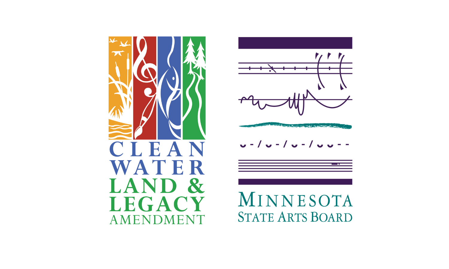 Logos for the Minnesota State Arts Board and the Clean Water Land & Legacy Amendment
